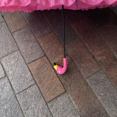 Umbrella Flamingo With Ruffles Free Standing Full Length