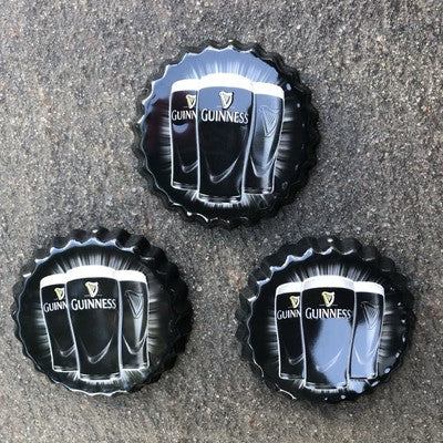 Guinness Metal Beer Top Bottle Lids Set Of Three