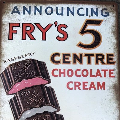 Fryâs 5 Centre Chocolate Cream Metal Sign