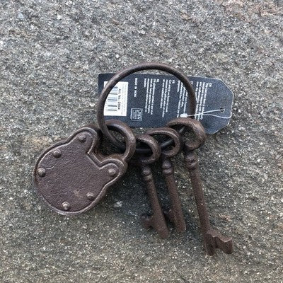 Keys With Padlock Cast Iron On Ring