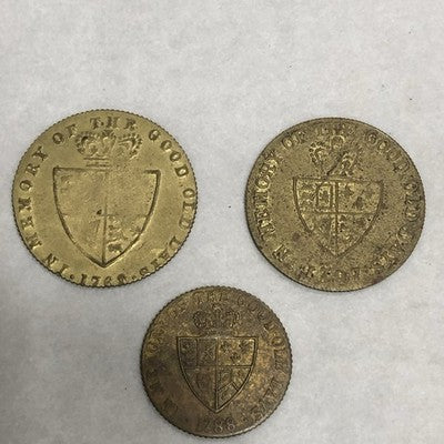 Three GB Victorian Brass Gaming Counters