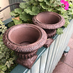 Four Cast Iron Garden Urns Bronze Antique Style