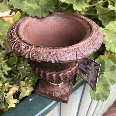 Four Cast Iron Garden Urns Bronze Antique Style