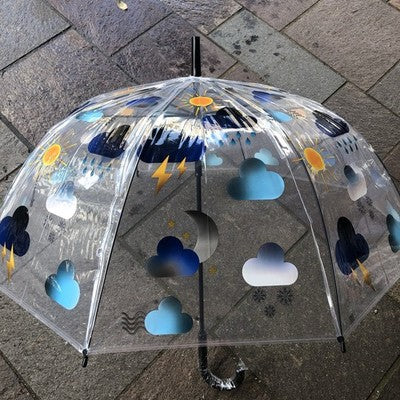 Ladies Weather Umbrella Walking Length Clear Dome