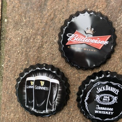 Metal Beer Top Bottle Lids Assorted Set Of Three