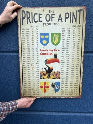 Price Of A Pint Heavy Gauge Metal Sign