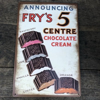 Fryâs 5 Centre Chocolate Cream Metal Sign
