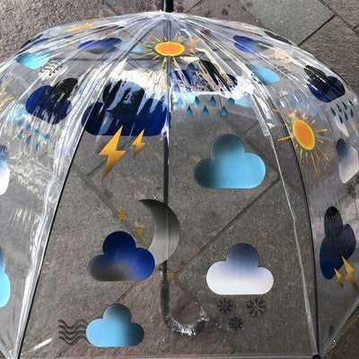 Ladies Weather Umbrella Walking Length Clear Dome