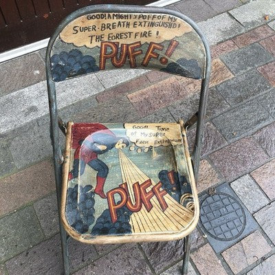 Folding Metal Chair Puff Theme Hand Painted
