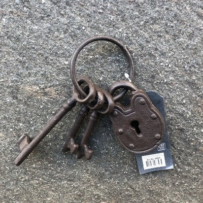 Keys With Padlock Cast Iron On Ring