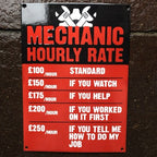 Mechanic Hourly Rate Enamel Sign