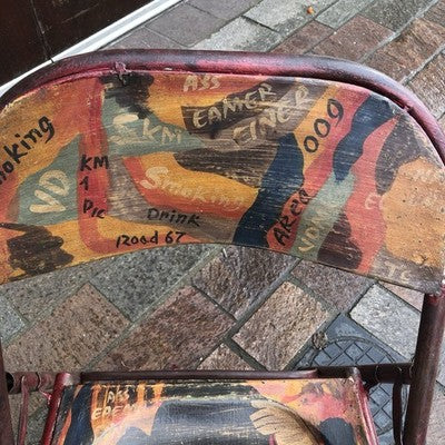 Folding Metal Chair 60s Vibes Road Trip Theme Hand painted