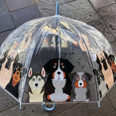 Ladies Dogs Umbrella Walking Length Clear Dome