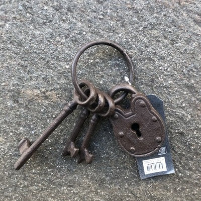 Keys With Padlock Cast Iron On Ring