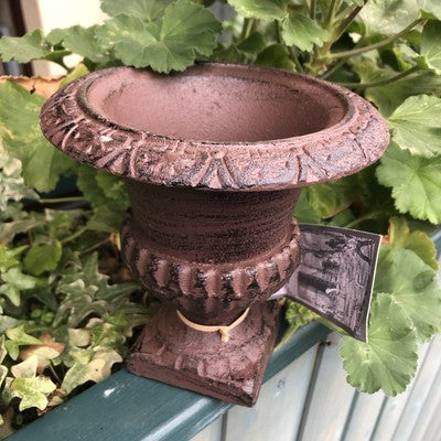 Four Cast Iron Garden Urns Bronze Antique Style