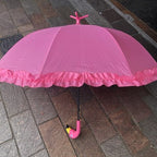 Umbrella Flamingo With Ruffles Free Standing Full Length