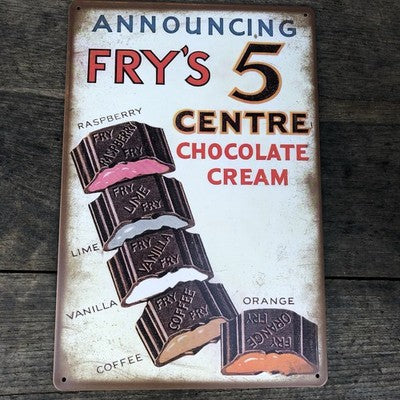 Fryâs 5 Centre Chocolate Cream Metal Sign