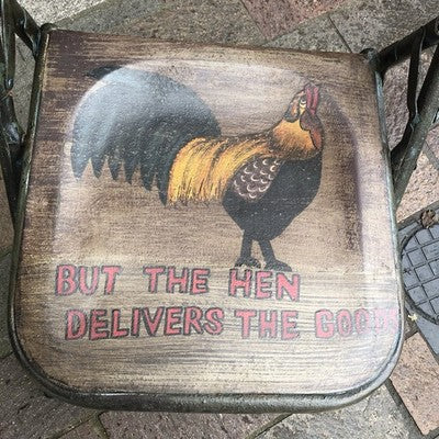 Folding Metal Chair The Rooster May Crow Haines Painted