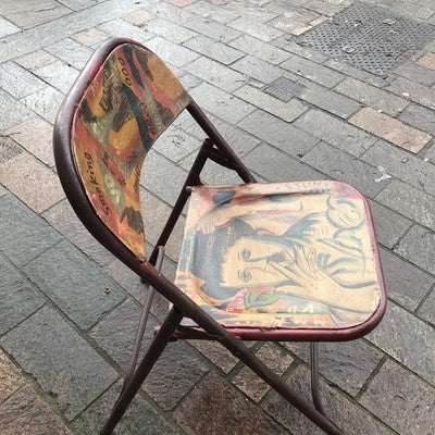 Folding Metal Chair 60s Vibes Road Trip Theme Hand painted