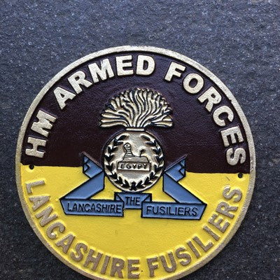 HM Armed Forces Lancashire Fusiliers Cast Iron Sign