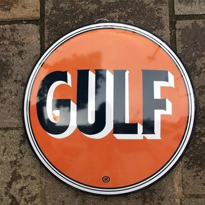 Gulf 40 Cms Dome Metal Sign
