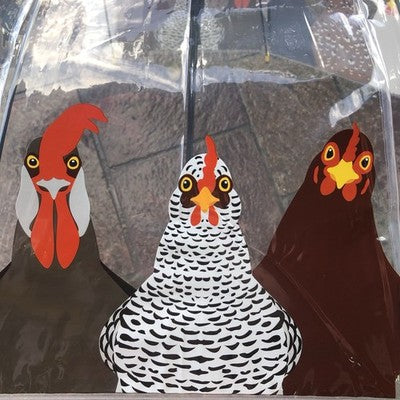 Ladies Hen Umbrella Walking Length Clear  Dome