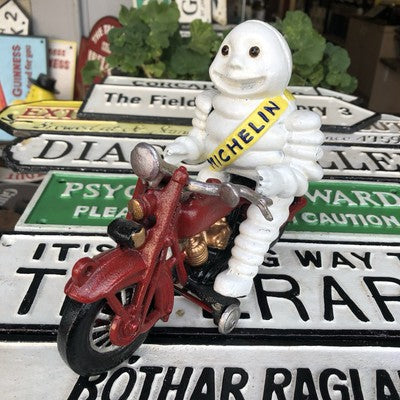 Michelin Man On Motor Bike Cast Iron