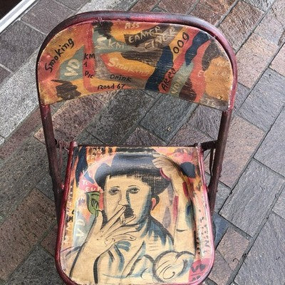 Folding Metal Chair 60s Vibes Road Trip Theme Hand painted