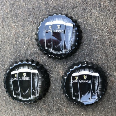 Guinness Metal Beer Top Bottle Lids Set Of Three