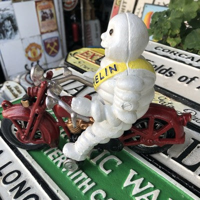 Michelin Man On Motor Bike Cast Iron