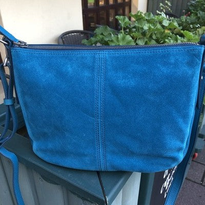 Fossil Blue Leather & Suede Bag Preloved Good Condition