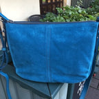 Fossil Blue Leather & Suede Bag Preloved Good Condition