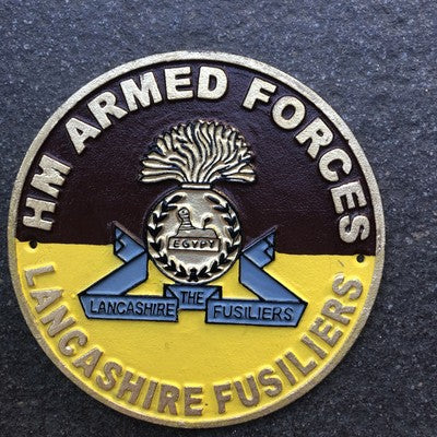 HM Armed Forces Lancashire Fusiliers Cast Iron Sign