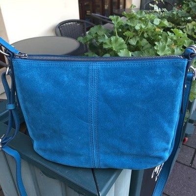 Fossil Blue Leather & Suede Bag Preloved Good Condition