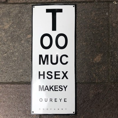 Opticians Humorous Enamel Test Card