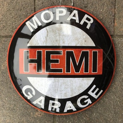 Mopar Hemi Garage 40cms Dome Metal Sign
