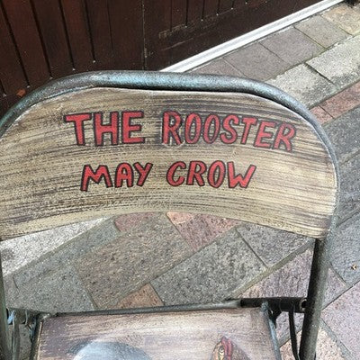 Folding Metal Chair The Rooster May Crow Haines Painted
