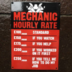 Mechanic Hourly Rate Enamel Sign