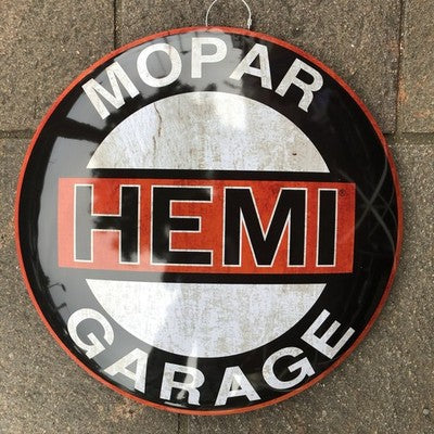 Mopar Hemi Garage 40cms Dome Metal Sign