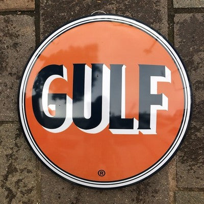 Gulf 40 Cms Dome Metal Sign