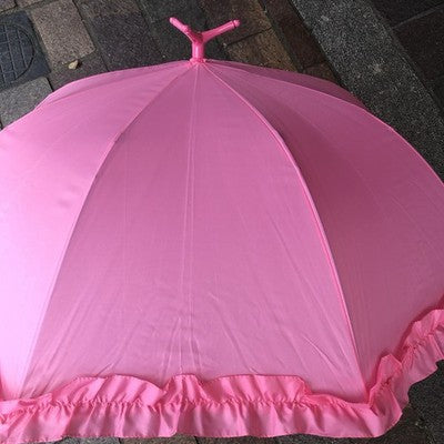 Umbrella Flamingo With Ruffles Free Standing Full Length