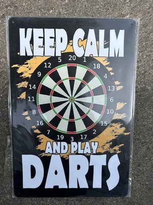 Keep Calm And Play Darts Metal Sign