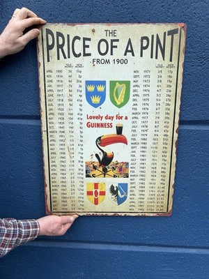 Price Of A Pint Heavy Gauge Metal Sign