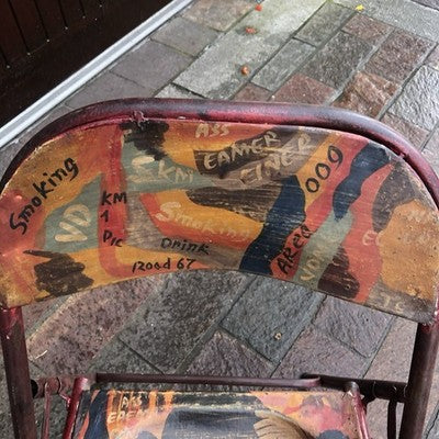 Folding Metal Chair 60s Vibes Road Trip Theme Hand painted