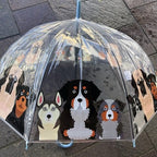 Ladies Dogs Umbrella Walking Length Clear Dome