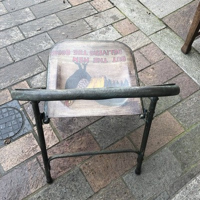 Folding Metal Chair The Rooster May Crow Haines Painted