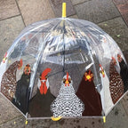 Ladies Hen Umbrella Walking Length Clear  Dome