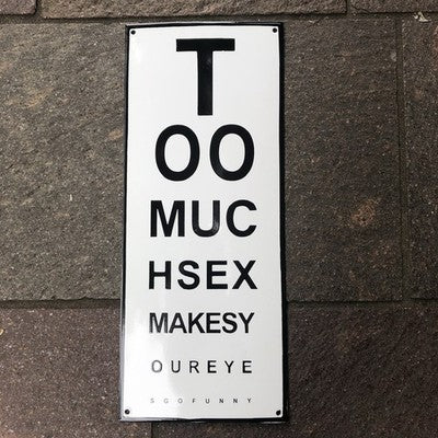 Opticians Humorous Enamel Test Card