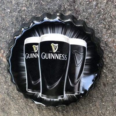 Guinness Metal Beer Top Bottle Lids Set Of Three