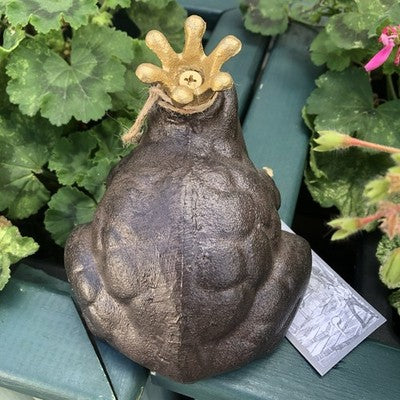 Prince Charming Frog Cast Iron With Lovely Gold Crown